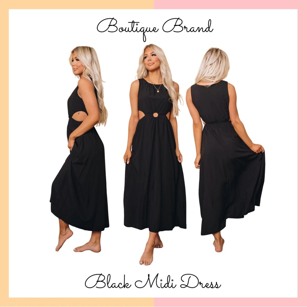 Black Cutout Midi Dress